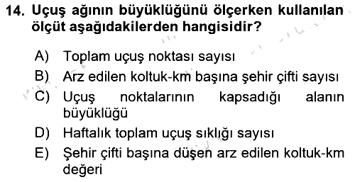 Havayolu Yönetimi 2024-2025 Dönem Sonu Sınavı - 14. soru
