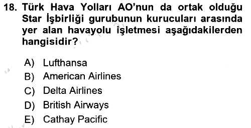 Havayolu Yönetimi 2024-2025 Dönem Sonu Sınavı - 18. soru