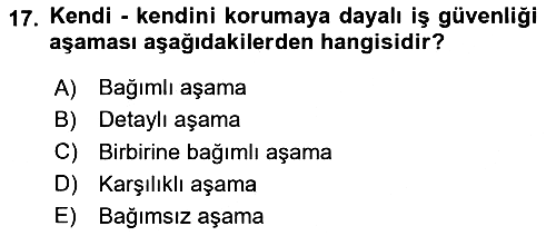 İş Sağlığı Yönetimi 2023-2024 Ara Sınav - 17. soru