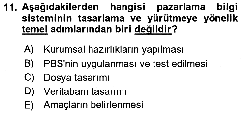 İşletme Bilgi Sistemleri 2018-2019 3 Ders Sınavı - 11. soru