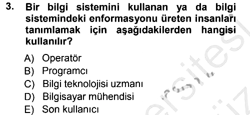 İşletme Bilgi Sistemleri 2012-2013 Ara Sınav - 3. soru