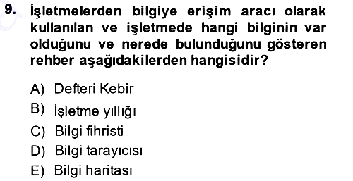 İşletme Bilgi Sistemleri 2013-2014 Ara Sınav - 9. soru