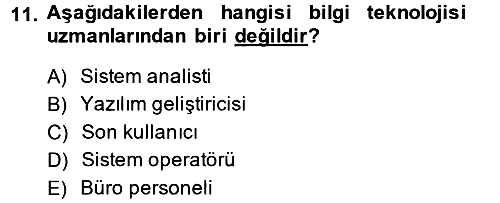 İşletme Bilgi Sistemleri 2013-2014 Ara Sınav - 11. soru