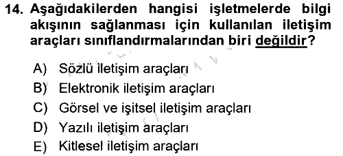 İşletme Bilgi Sistemleri 2016-2017 Ara Sınav - 14. soru
