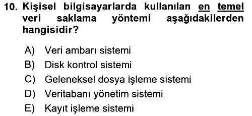 İşletme Bilgi Sistemleri 2017-2018 Ara Sınav - 10. soru