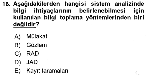 İşletme Bilgi Sistemleri 2017-2018 Ara Sınav - 16. soru