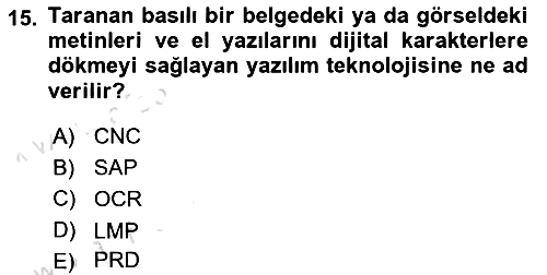 İşletme Bilgi Sistemleri 2024-2025 Ara Sınav - 15. soru
