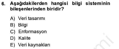 İşletme Bilgi Sistemleri 2014-2015 Dönem Sonu Sınavı - 6. soru