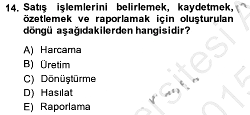 İşletme Bilgi Sistemleri 2014-2015 Dönem Sonu Sınavı - 14. soru