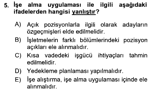 İşletme Bilgi Sistemleri 2015-2016 Dönem Sonu Sınavı - 5. soru