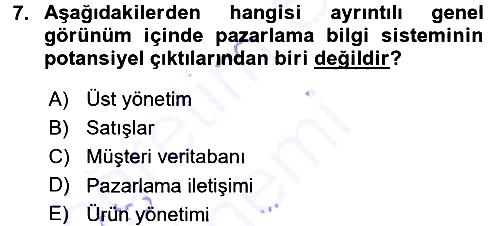 İşletme Bilgi Sistemleri 2015-2016 Dönem Sonu Sınavı - 7. soru
