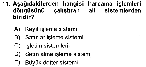 İşletme Bilgi Sistemleri 2015-2016 Dönem Sonu Sınavı - 11. soru
