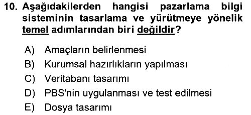 İşletme Bilgi Sistemleri 2017-2018 Dönem Sonu Sınavı - 10. soru