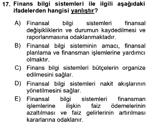 İşletme Bilgi Sistemleri 2017-2018 Dönem Sonu Sınavı - 17. soru
