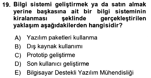 İşletme Bilgi Sistemleri 2023-2024 Dönem Sonu Sınavı - 19. soru