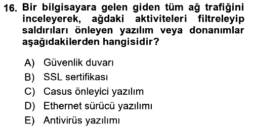 İşletme Bilgi Sistemleri 2025-2026 Dönem Sonu Sınavı - 16. soru