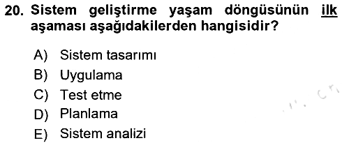 İşletme Bilgi Sistemleri 2025-2026 Dönem Sonu Sınavı - 20. soru