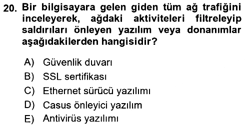 İşletme Bilgi Sistemleri 2021-2022 Yaz Okulu Sınavı - 20. soru