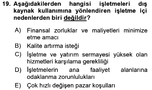 Lojistik Yönetimi 2017-2018 3 Ders Sınavı - 19. soru