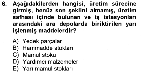 Lojistik Yönetimi 2012-2013 Ara Sınav - 6. soru