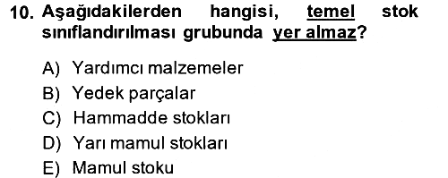 Lojistik Yönetimi 2013-2014 Ara Sınav - 10. soru