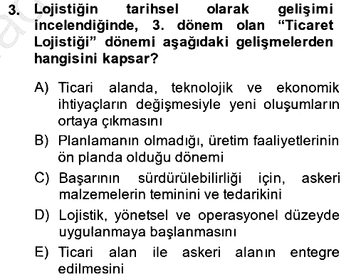 Lojistik Yönetimi 2014-2015 Ara Sınav - 3. soru