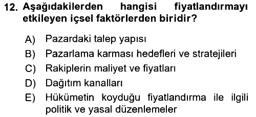Lojistik Yönetimi 2015-2016 Ara Sınav - 12. soru