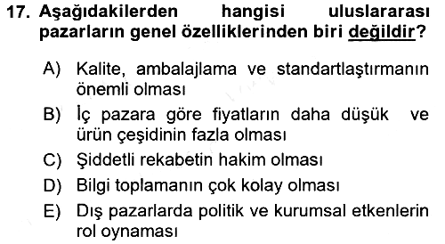 Lojistik Yönetimi 2015-2016 Ara Sınav - 17. soru
