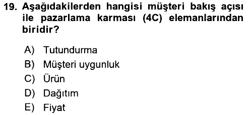 Lojistik Yönetimi 2015-2016 Ara Sınav - 19. soru