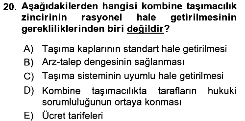 Lojistik Yönetimi 2015-2016 Ara Sınav - 20. soru