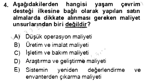 Lojistik Yönetimi 2021-2022 Ara Sınav - 4. soru