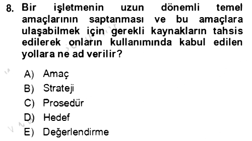 Lojistik Yönetimi 2021-2022 Ara Sınav - 8. soru