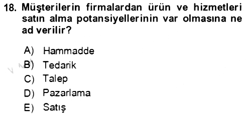 Lojistik Yönetimi 2021-2022 Ara Sınav - 18. soru