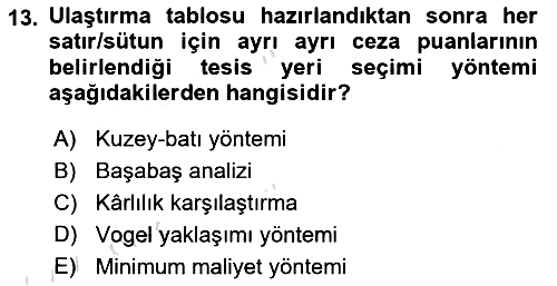 Lojistik Yönetimi 2023-2024 Ara Sınav - 13. soru