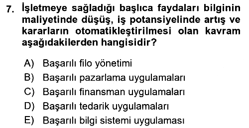Lojistik Yönetimi 2015-2016 Dönem Sonu Sınavı - 7. soru
