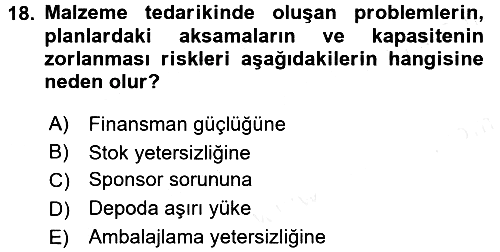 Lojistik Yönetimi 2017-2018 Dönem Sonu Sınavı - 18. soru