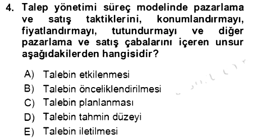 Lojistik Yönetimi 2021-2022 Dönem Sonu Sınavı - 4. soru