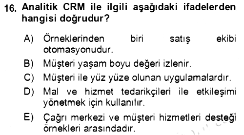 Lojistik Yönetimi 2021-2022 Dönem Sonu Sınavı - 16. soru