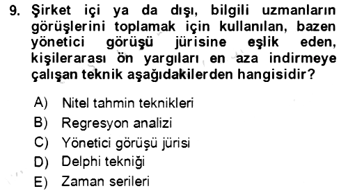 Lojistik Yönetimi 2020-2021 Yaz Okulu Sınavı - 9. soru