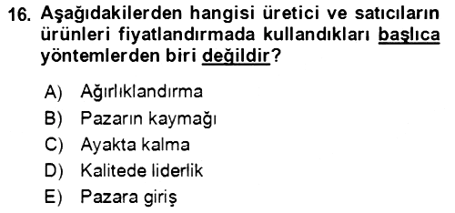 Lojistik Yönetimi 2020-2021 Yaz Okulu Sınavı - 16. soru