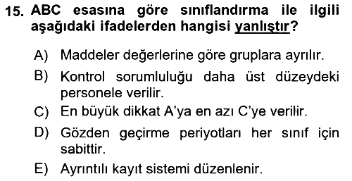 Lojistik Yönetimi 2024-2025 Yaz Okulu Sınavı - 15. soru