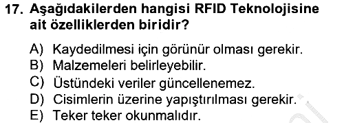 Lojistikte Teknoloji Kullanımı 2012-2013 Ara Sınav - 17. soru