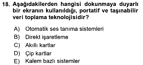 Lojistikte Teknoloji Kullanımı 2021-2022 Ara Sınav - 18. soru