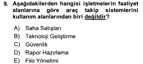 Lojistikte Teknoloji Kullanımı 2015-2016 Dönem Sonu Sınavı - 9. soru
