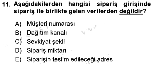 Lojistikte Teknoloji Kullanımı 2015-2016 Dönem Sonu Sınavı - 11. soru