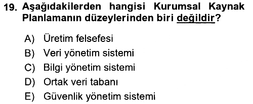 Lojistikte Teknoloji Kullanımı 2016-2017 Dönem Sonu Sınavı - 19. soru