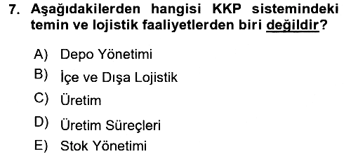 Lojistikte Teknoloji Kullanımı 2017-2018 Dönem Sonu Sınavı - 7. soru