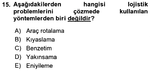 Lojistikte Teknoloji Kullanımı 2018-2019 Dönem Sonu Sınavı - 15. soru