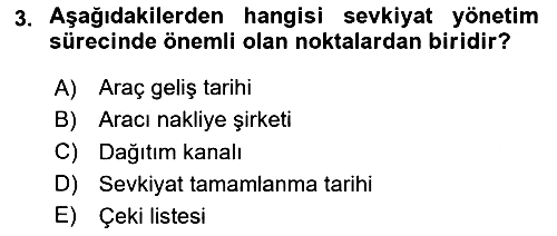 Lojistikte Teknoloji Kullanımı 2024-2025 Dönem Sonu Sınavı - 3. soru