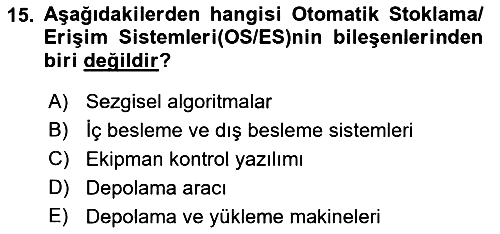 Lojistikte Teknoloji Kullanımı 2018-2019 Yaz Okulu Sınavı - 15. soru